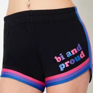Bi and Proud Shorts Womens Small Varsity Style Smiley Face